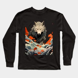 Wolf 2: Once a Wolf, Always a Wolf on a dark (Knocked Out) background Long Sleeve T-Shirt